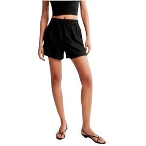 ✨NWT Abercrombie & Fitch High Waist Black Linen Pull On Shorts SZ XXL✨
